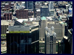 Views from Sears Tower 51 - Merchandise Mart (middle), Chicago River